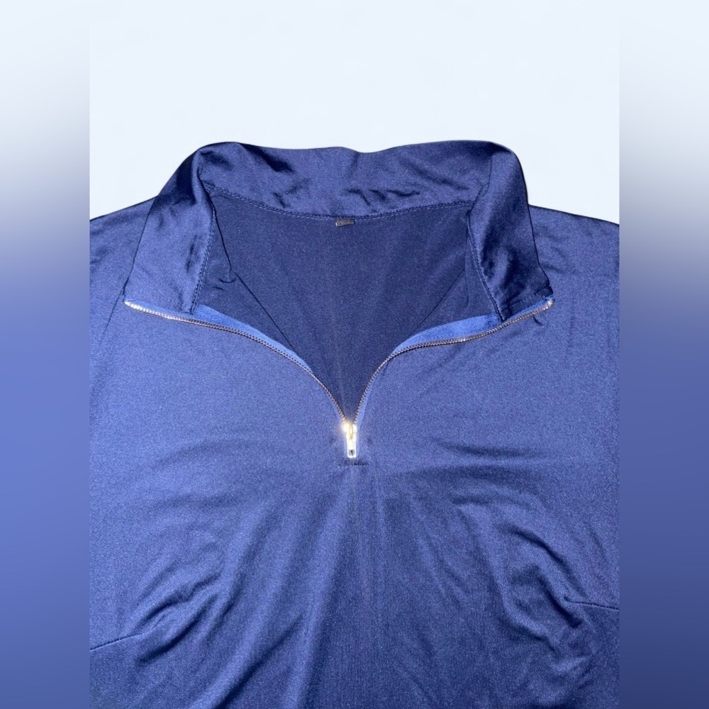 YUKIWI Navy Blue Stretch Scrub Top | 1XL | Quarter Zip - Picture 3 of 6